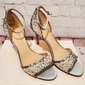 Size 8 Le Chateau Rhinestone Silver High Heels